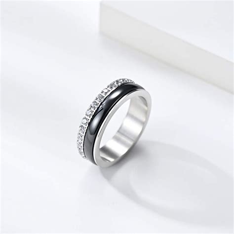 Buy PAURO Unisex Stainless Steel Simple 1-Row Rhinestone Charm 6mm ...