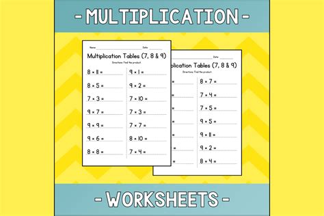 Multiplication Tables of 7, 8, and 9 Graphic by atlasart · Creative Fabrica