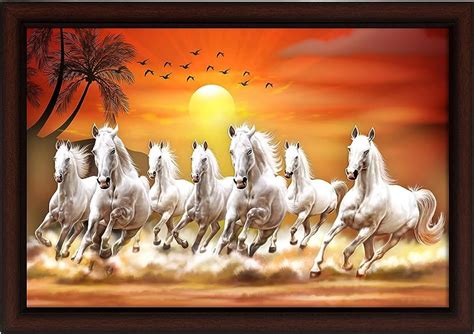 SAF 7 Running Horses at Sunrise Vastu UV Textured Multi-Effect Framed ...