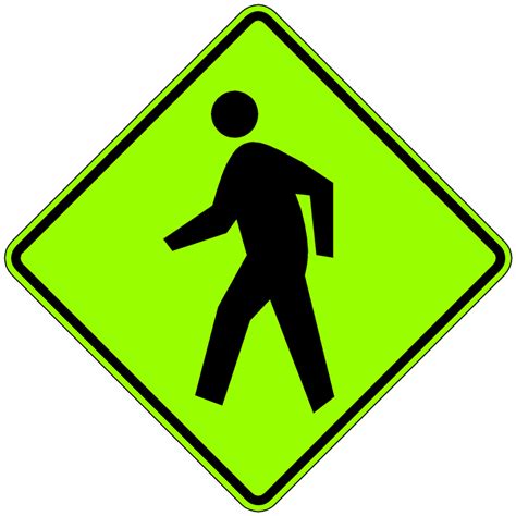 Florescent Yellow Green Pedestrian Advance Symbol on aluminum by ...