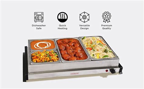 Clearline Stainless Steel Food Warmer Buffet Server(2x2.5L,2x1.25L ...