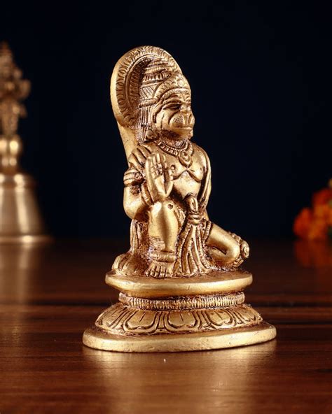 Pure Brass Miniature Hanuman Ji Idol in Blessing Mudra 3" – Budhshiv.com