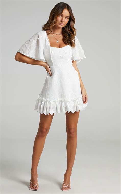 Fancy A Spritz Mini Dress In White Embroidery | College grad dresses ...