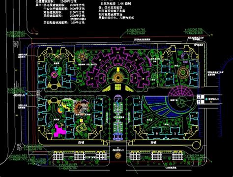 某高级住宅小区规划设计cad总平面布置图（含经济技术指标）_土木在线