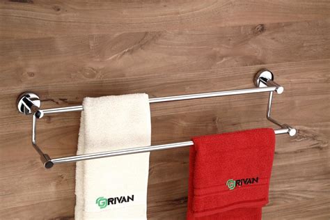GRIVAN Wall Mounted 2 Step Stainless Steel Towel Rod for Bathroom ...