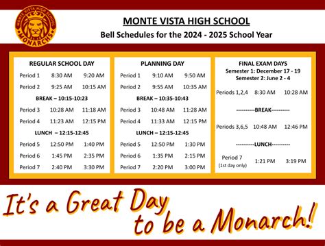 Monte Vista High School - Bell Schedules