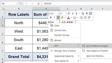 Image result for Manually Sorting a Pivot Table