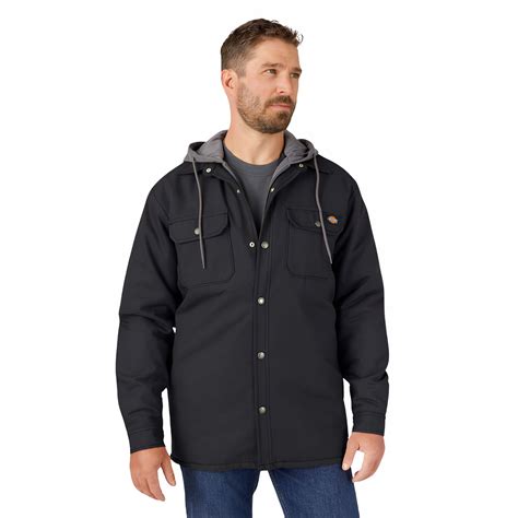 Dickies Men's Work Canvas Lined Fleece Hooded Duck Shirt Jacket with ...