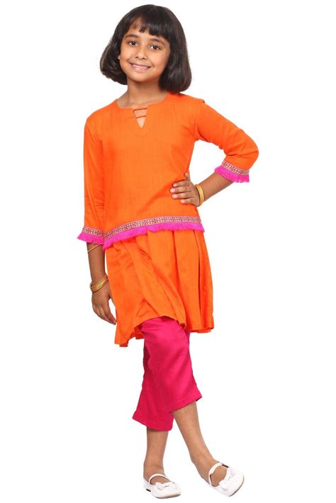 Orange Pink Pleated Kurti with Pants – anokherang