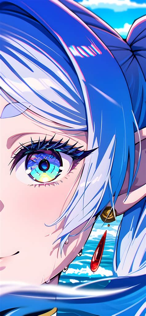 Frieren Blue Hair Anime Girl 4K Wallpaper | 2048x4428 | Wallpaper Alchemy