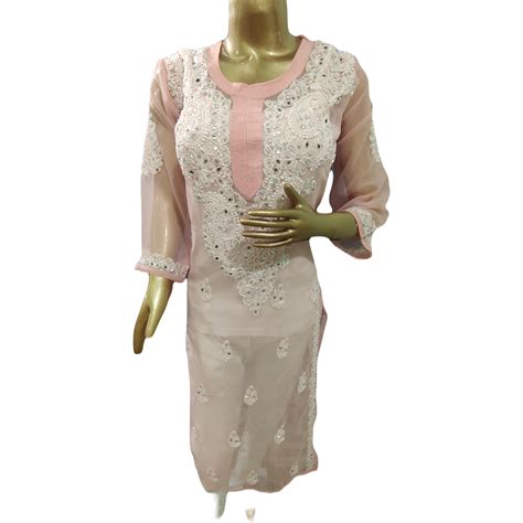 Peach Colour Mirror Work Kurta - Shop the Latest Styles Online