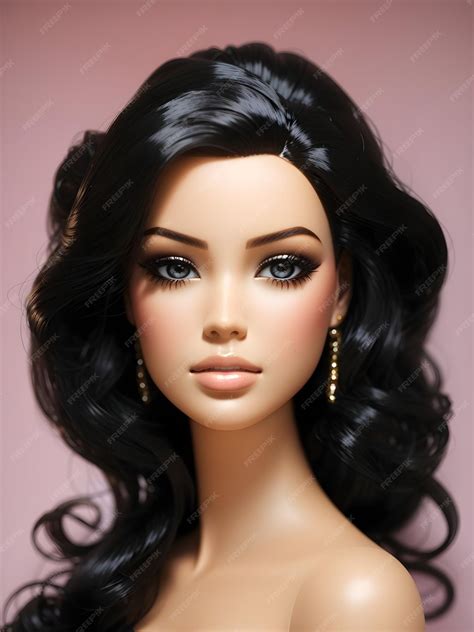 Premium AI Image | Portrait of a beautiful barbie with black hair