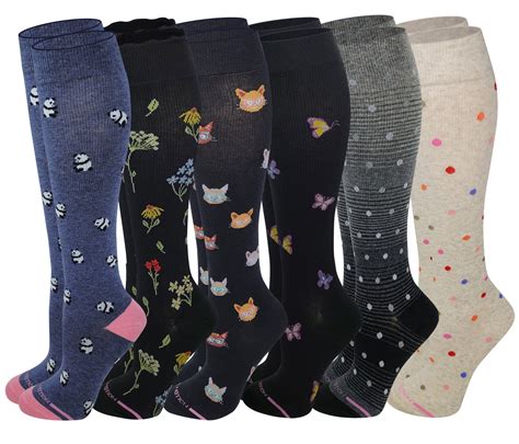 Dr. Motion Women 6 Pairs Everyday Graduted Compression Knee High Socks ...