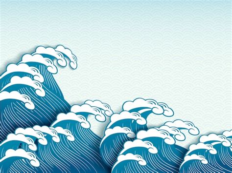 Ukiyoe style wave dynamic wave in paper art design | Premium Vector