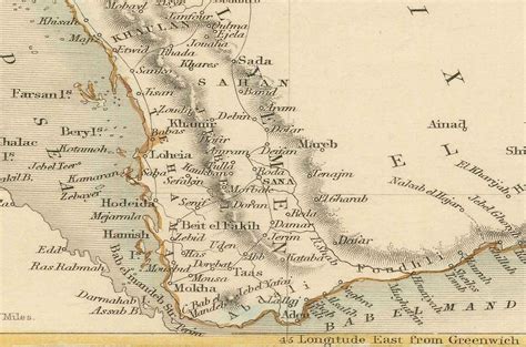 Old Map of Arabia, 1851 by Tallis & Rapkin - Saudi Arabia, Jordan, Oma – The Unique Maps Co. - map of arabia in 1800