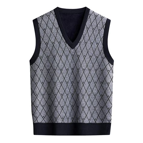 Big Mens Pullover Sweaters Mens Winter V Neck Sleeveless Knit Vest ...