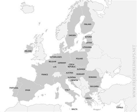 Free printable maps of Europe