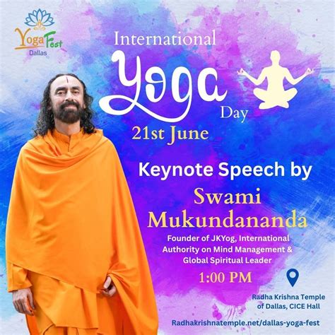 Swami Mukundanandas Keynote on International Yoga Day , 1450 N.Watters ...