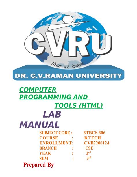 WT LAB - practicle file - COMPUTER PROGRAMMING AND TOOLS (HTML) LAB ...