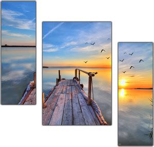 pnf Vastu Sunrise Natural Landscape Scenery Set of 3 MDF Panel-1153 ...