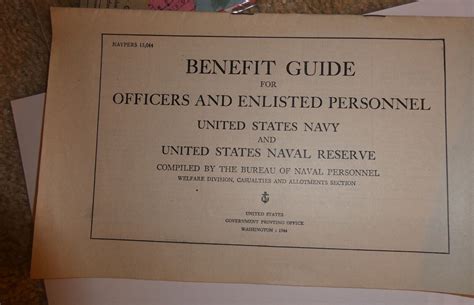 Vintage 1944 Booklet US Navy Benefit Guide for Officers and Enlisted ...
