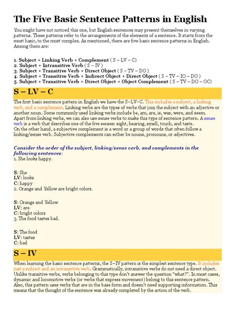 5 Basic Sentence Patterns 的图像结果