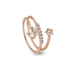 HALKI FULKI Rose Gold Open Ring with Dual Zircon Stones | Adjustable ...