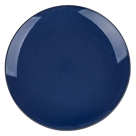 Set of 4 Dark Blue Reactive Glazed Stoneware Dinner Plates, 10.5"