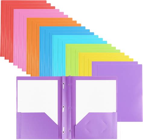 Amazon.com : Oungy 24 PCS Plastic Two Pocket Folders with Prongs ...