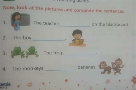 now look at the pictures and complete the sentence - Brainly.in