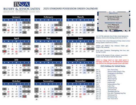 2025 Texas Standard Possession Order Houston Divorce Lawyer - Michael Busby