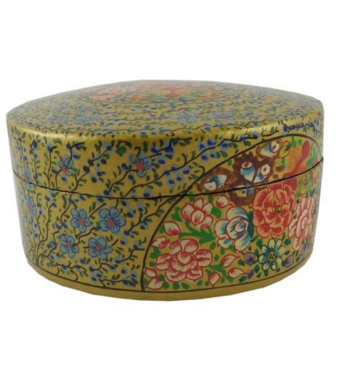 PAPER MACHE ROUND BOX 4 INCH ASSORTED COLOR AND DESIGNS