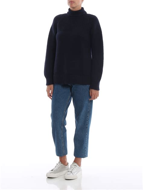 Turtlenecks & Polo necks Dondup - Alpaca blend blue navy sweater ...