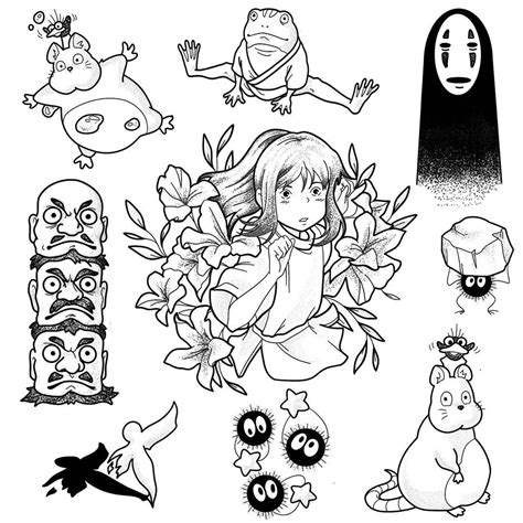 some cartoon characters are depicted in this black and white drawing ...