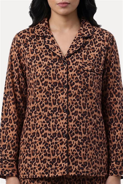 Brown Animal Print Rayon Night Suit Set | Soft & Lightweight Capri Set