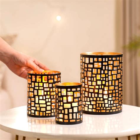 Set of 3 Luxe Metal Cutwork Votive Holder Online - Premium Candle ...