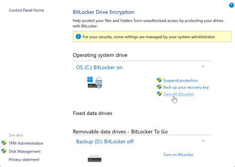 BitLocker Drive Encryption Disable 的图像结果