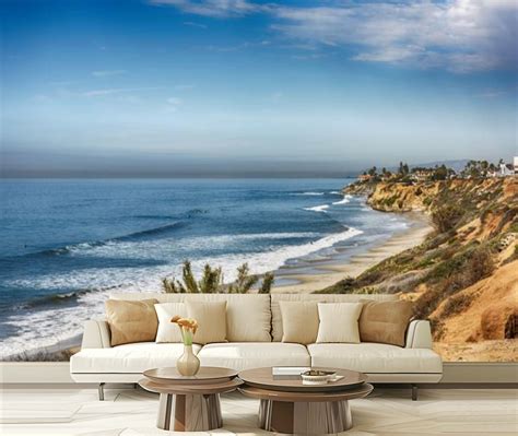 Peel and Stick Wallpaper Canvas Southern California Beach Scenic Modern ...