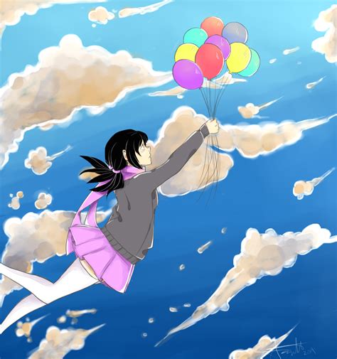 Anime Flying with Balloons 的图像结果