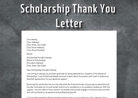 Scholarship Thank You Letter, Scholarship Gratitude Letter, Student's ...