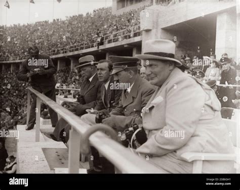 Adolf Hitler in the viewing stands of the 1936 Olympics in Berlin. The 1936 Olympics in Berlin ...