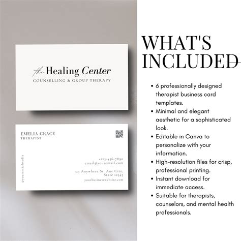 Therapist Business Cards, Canva Template, Editable, Professional and ...