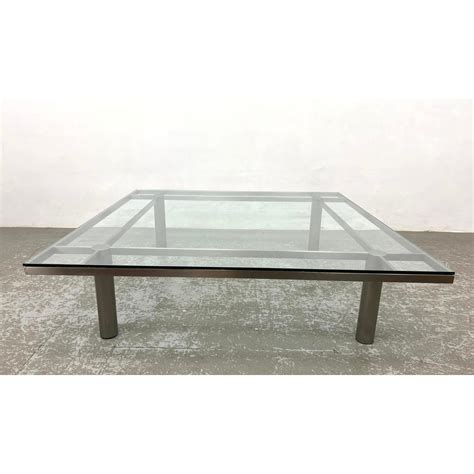 At Auction: VERY LARGE TOBIA SCARPA STYLE STEEL AND GLASS COFFEE TABLE ...