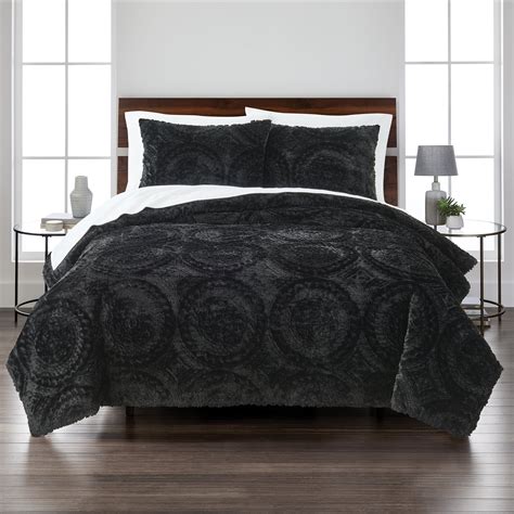 Better Homes & Gardens Embroidered Faux Fur 3-Piece Comforter Set, Full ...
