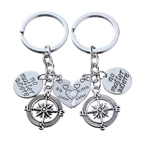 lauhonmin 2pcs Sister Gifts Big Sister Little Sister Key Chain Ring Set ...
