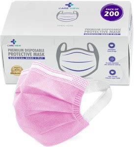 Care View 3 Ply Disposable Face Mask Box with FABRIC Earloop (Pack of ...