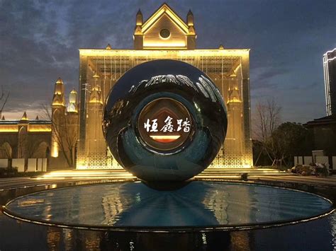 不锈钢喷泉圆环雕塑 户外金属流水景观广场金属圆形水景装饰摆件-Taobao