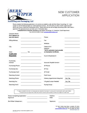 Fillable Online berk wiper converting revenue form Fax Email Print ...