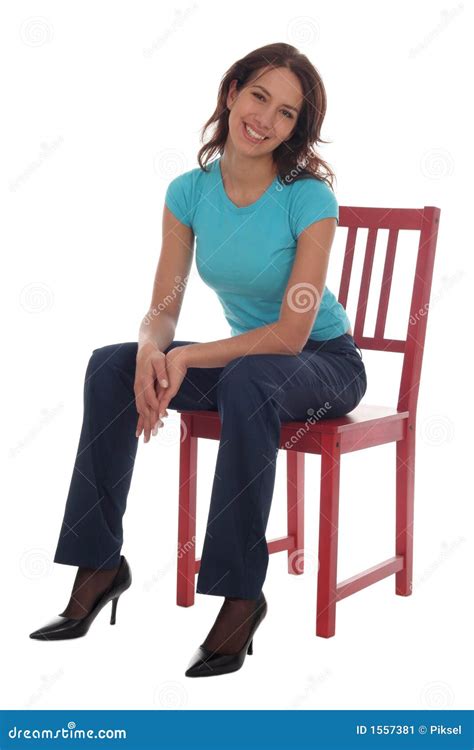 Woman Sitting On Chair Stock Image - Image: 1557381