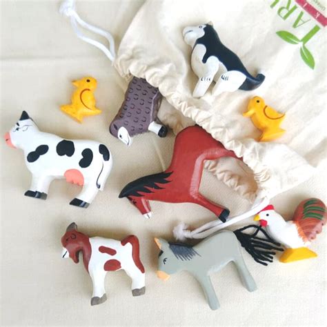 Buy Taruh Kids Taruh 9 Piece Wooden Farm Animals Set | Farm Animals Set ...